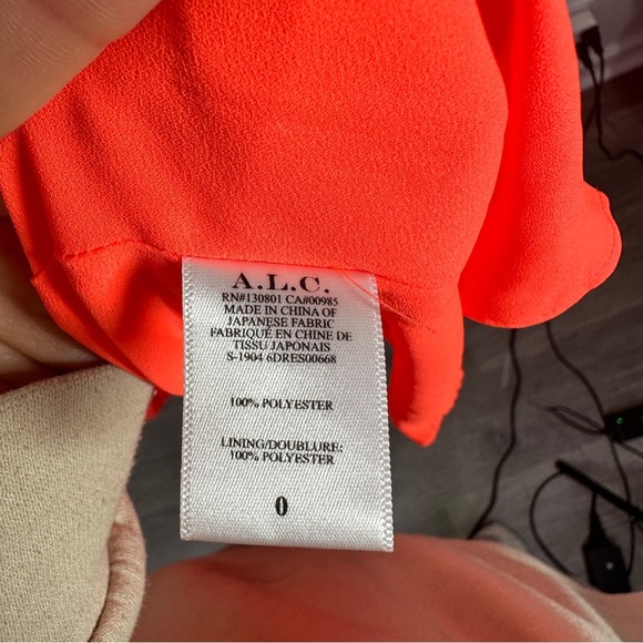 NWT A.L.C. Neon Orange Marbury One Shoulder Dress sz 0 - Picture 7 of 8
